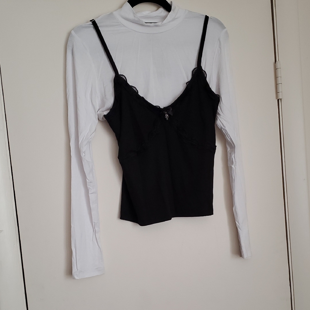 Hot Topic's Social Collison Chic Black and White Layered Top